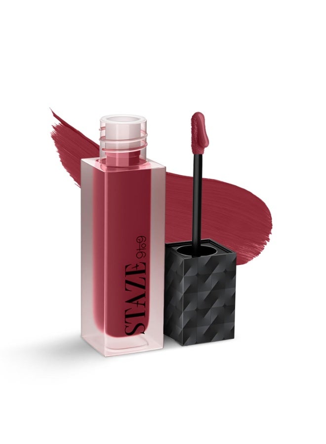 Staze 9to9 Lips Don't Lie Liquid Lipstick | Matte + Transfer-proof | 12hrs long stay with Intense Color Payoff | Lightweight & Comfortable| 03 Wine and Dine | 4 ml - Image 1